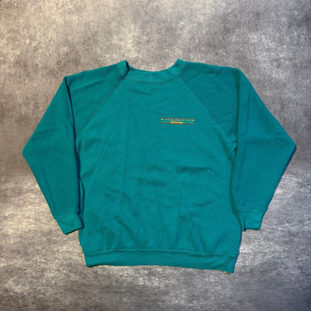 VTG Artex Schwabach Germany Sweatshirt Men M Teal Green Raglan Crewneck USA Made